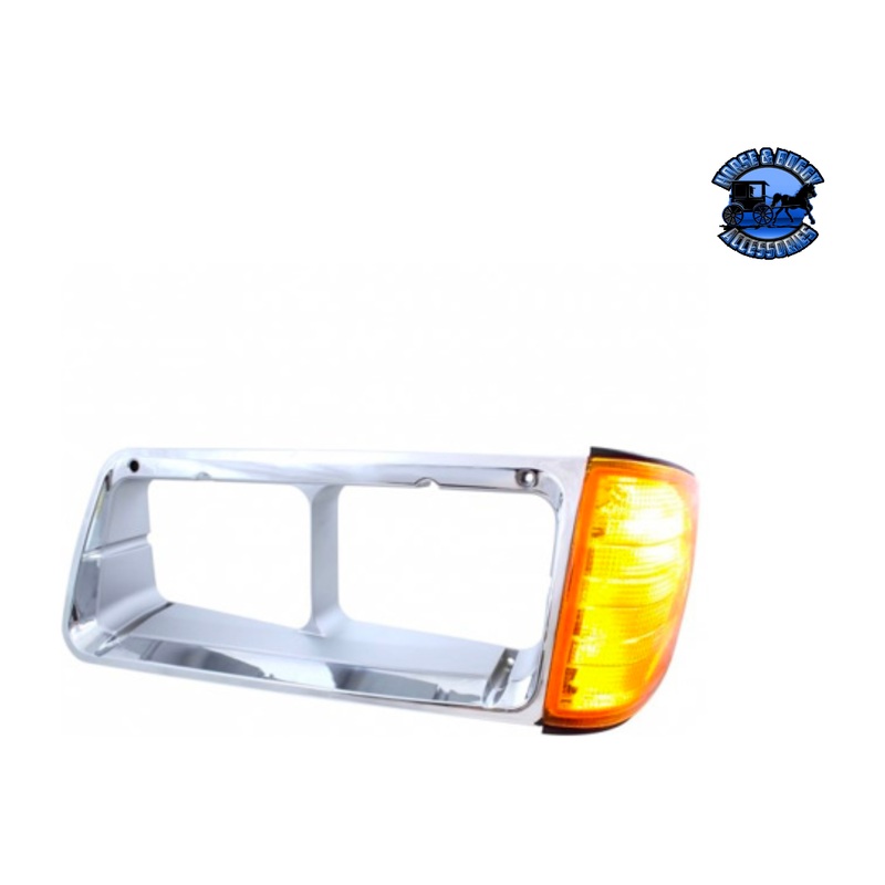 1PC HEADLIGHT BEZEL WITH TURN SIGNAL FOR 1989-2009 FREIGHTLINER FLD (Choose Side)