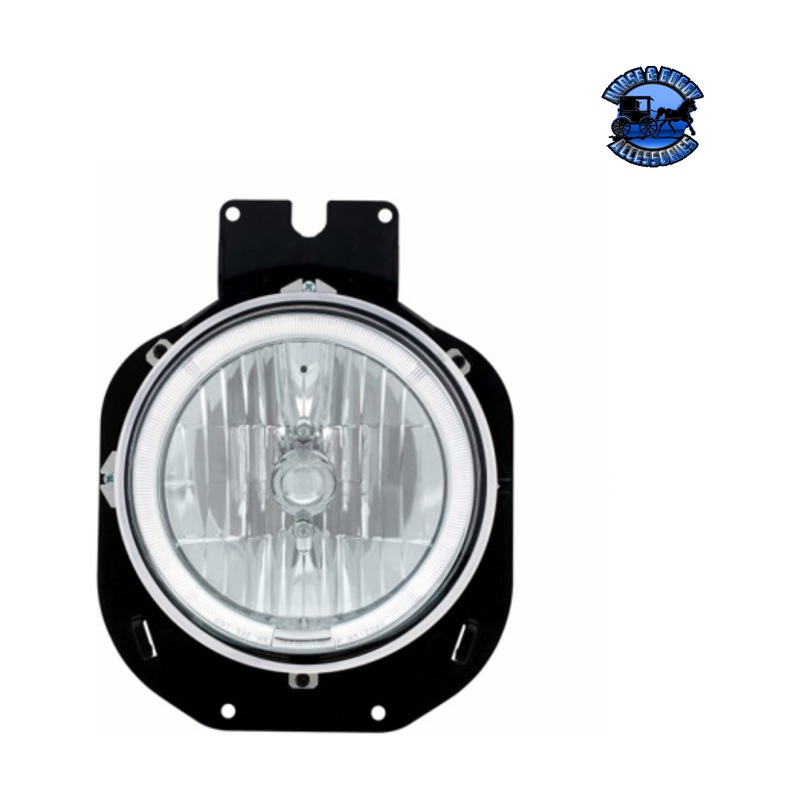 Crystal Headlight With White LED Halo Ring For 1996-2005 Freightliner Century #31282
