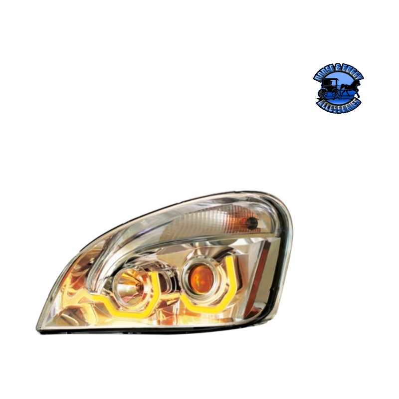 PROJECTION HEADLIGHT W/DUAL FUNCTION AMBER LED POSITION LIGHTS FOR 2008-17 FL CASCADIA (Choose Color) (Choose Side)