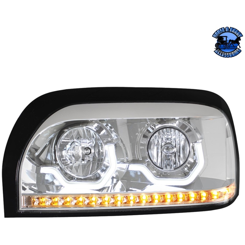 PROJECTION HEADLIGHT WITH LED TURN SIGNAL & LIGHT BAR FOR FREIGHTLINER CENTURY (Choose Color) (Choose Side)