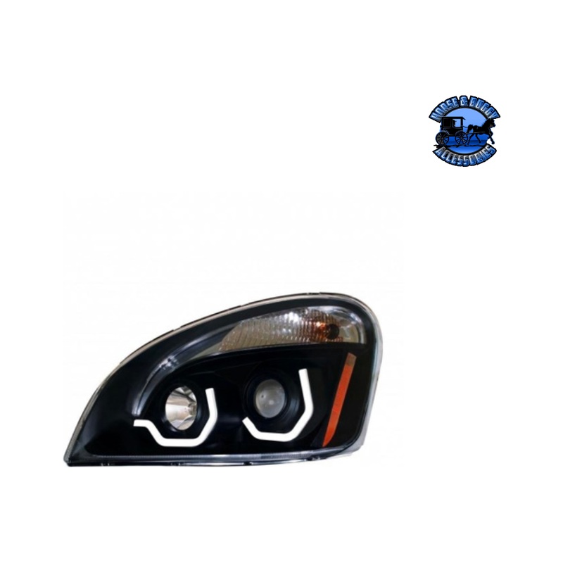 PROJECTION HEADLIGHT WITH WHITE LED POSITION LIGHT FOR 2008-17 FREIGHTLINER CASCADIA (Choose Color) (Choose Side)