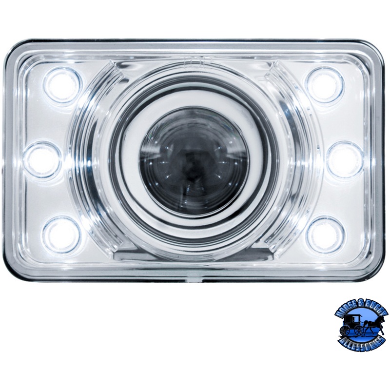 ULTRALIT – 4 X 6 CRYSTAL PROJECTION HEADLIGHT WITH 6 WHITE LED POSITION LIGHT (Choose High or Low)