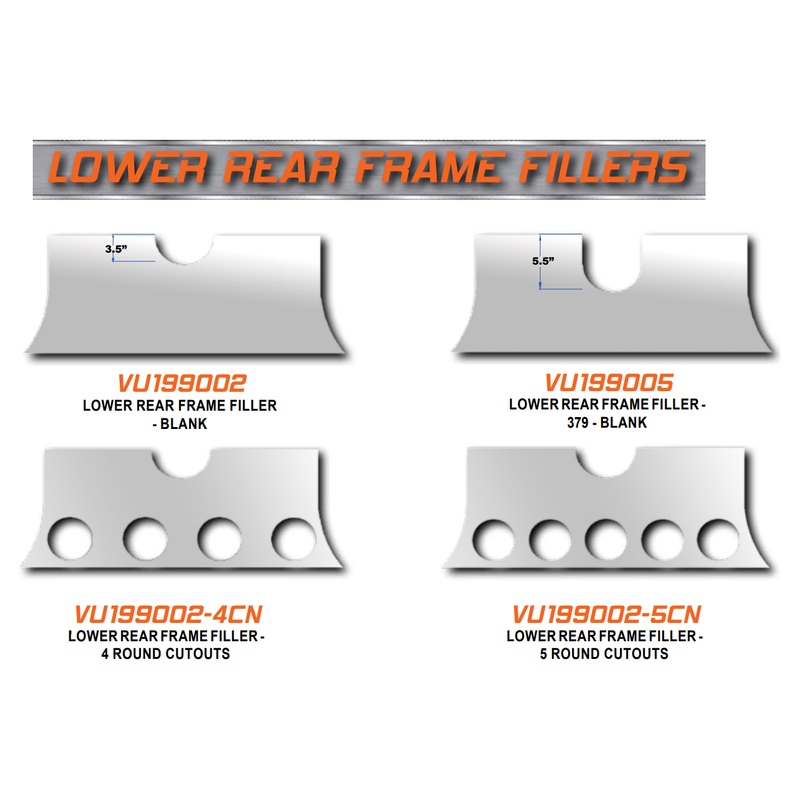 #VU199002-5CN lower rear frame filler between fuel tanks DRIVE LINE PANEL W/5 4 light holes