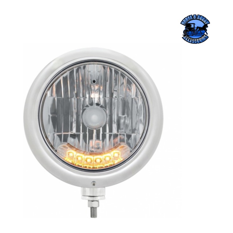 CHROME CLASSIC HEADLIGHT H4 BULB WITH 6 AMBER LED (Choose Color)