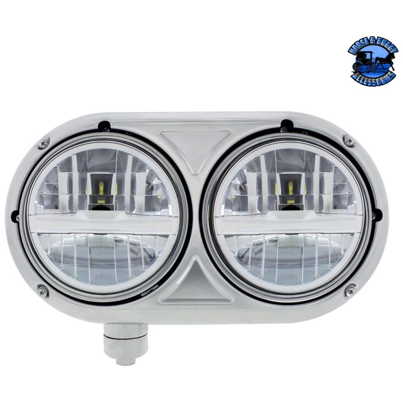 HEADLIGHT ASSEMBLY WITH 304 SS HOUSING & LED HEADLIGHTS FOR PETERBILT 359 (Choose Color) (Choose Side)