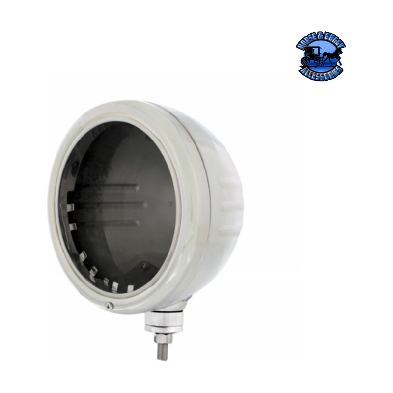 Stainless Classic Style Embossed Stripe Headlight Housing #32728