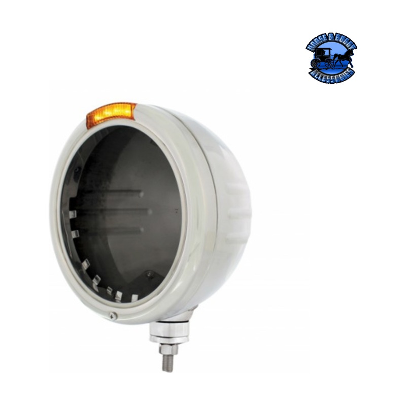 STAINLESS STEEL CLASSIC STRIPE HEADLIGHT NO BULB WITH LED SIGNAL (Choose Color)