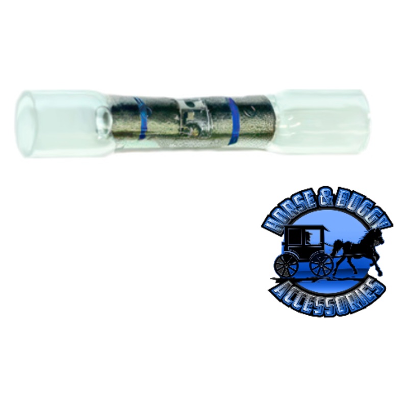 UP-98141 16-14 AWG CS Window Heat Shrink Butt Connector – Clear w/ Blue Stripe, 10 Pcs.