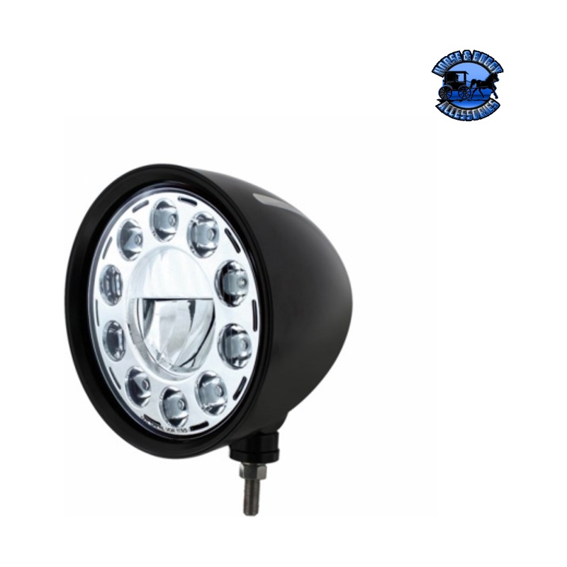 Black Billet Style Groove Headlight 11 LED Bulb – Chrome #32675