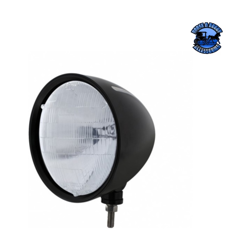 Black Billet Style Groove Headlight H6014 Bulb #32671
