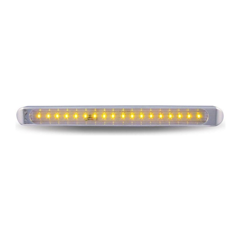 Chrome Auxiliary Stop, Turn & Tail LED Light Strip – Clear Amber (12 Diodes)