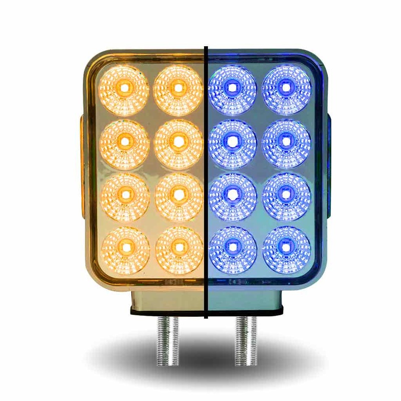 Dual Revolution Double Face Double Post Square LED (Amber/Red/Blue) – (44 Diodes)
