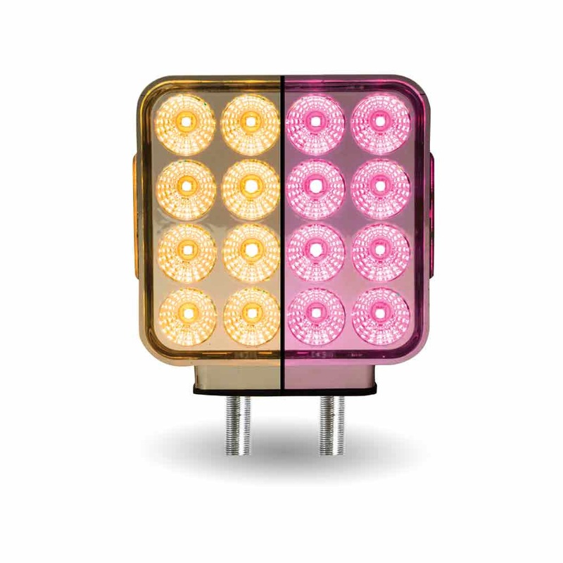 Dual Revolution Double Face Double Post Square LED (Amber/Red/Pink) – (44 Diodes)