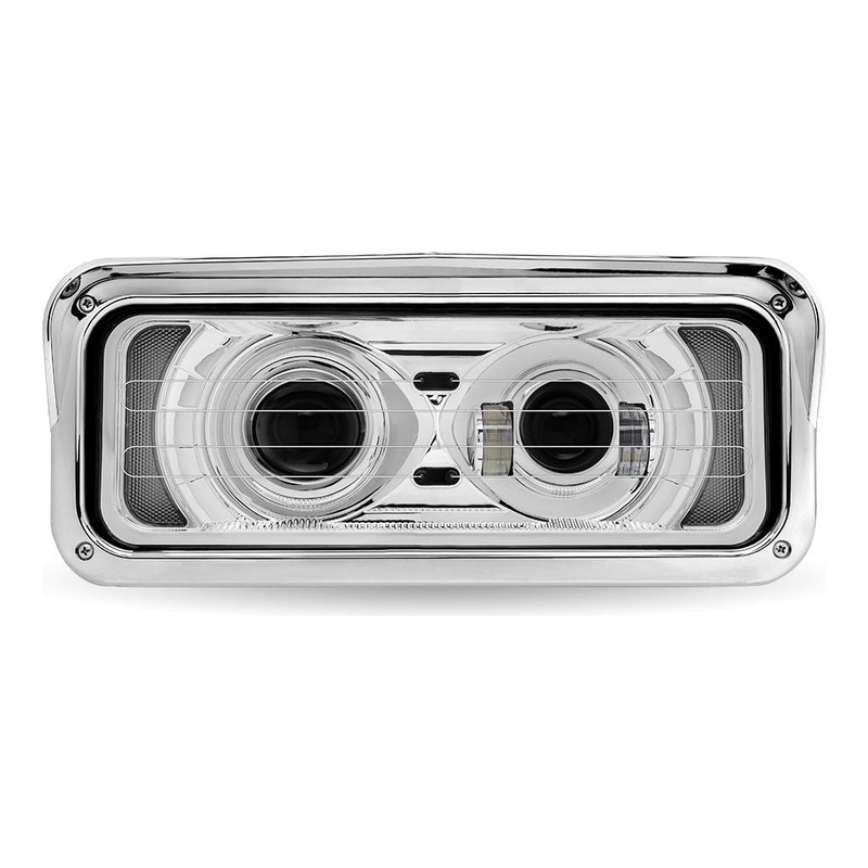 TLED-H126 Universal Heated LED Projector Headlight Assembly with Glow Position & Marker LED Accents  Chrome (Driver Side)