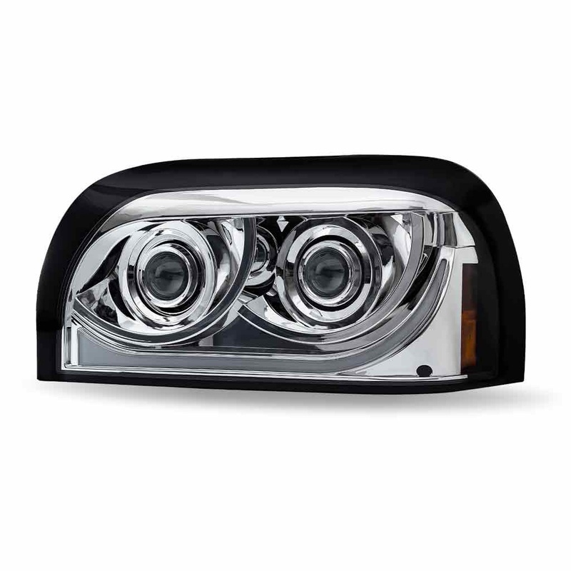 TLED-H49 Freightliner Century LED Projector Headlight Assembly with LED Glow Position, Turn & Marker Accent  Chrome (Driver Side)