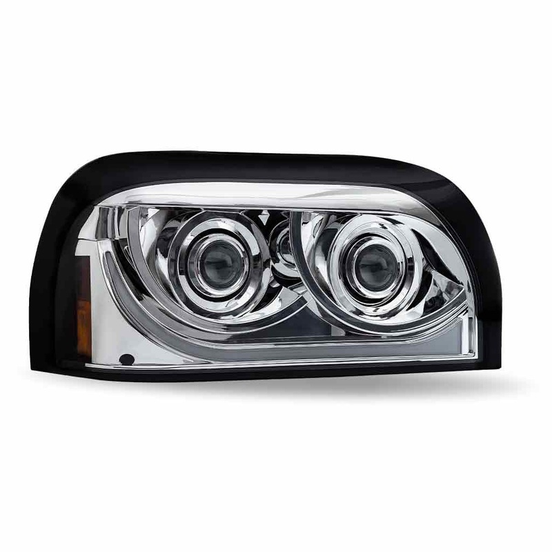 TLED-H50 Freightliner Century LED Projector Headlight Assembly with LED Glow Position, Turn & Marker Accent  Chrome (Passenger Side)