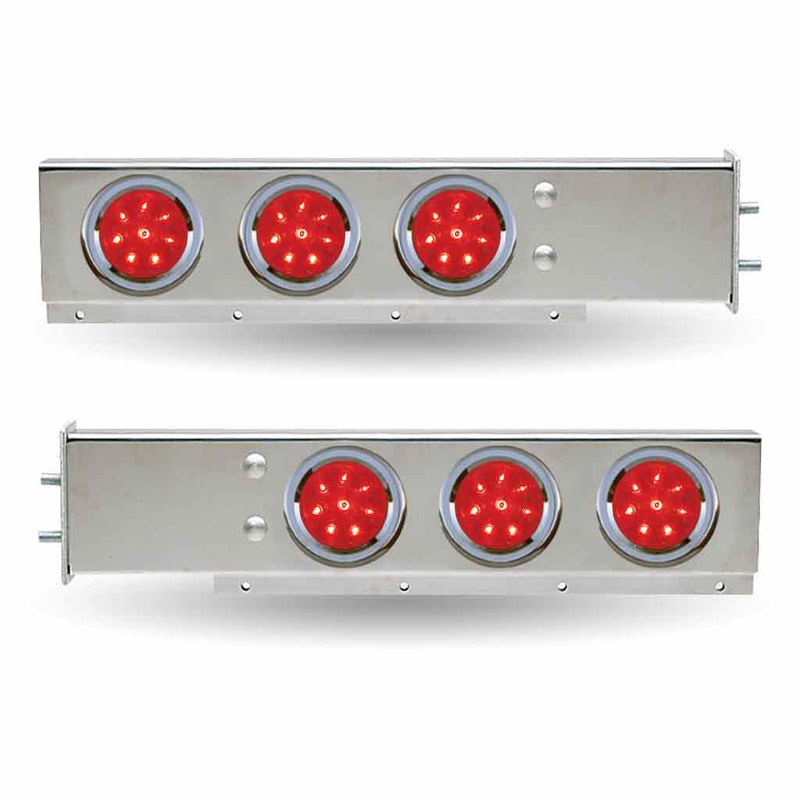 TU-9210L1 30 LED Mud Flap Hangers  2 1/2 Bolt Spacing | 4 LEDs (Red Lens) | Stainless Steel