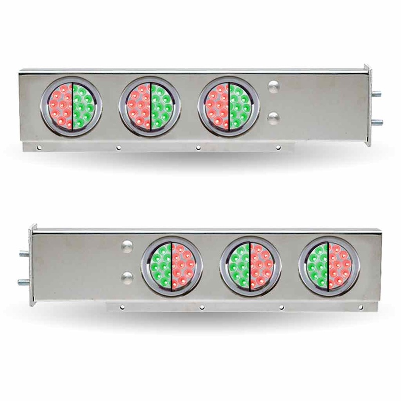 TU-9210L5 30 Dual LED Mud Flap Hangers  2 1/2 Bolt Spacing | 4 Dual LEDs (Clear Lens) | Stainless Steel