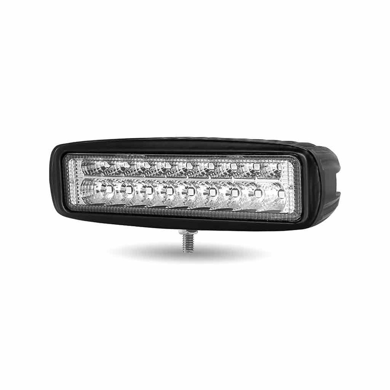 Universal White Rectangular High Powered LED Work Lamp with Red Strobe (18 Diodes) – 1320 Lumens