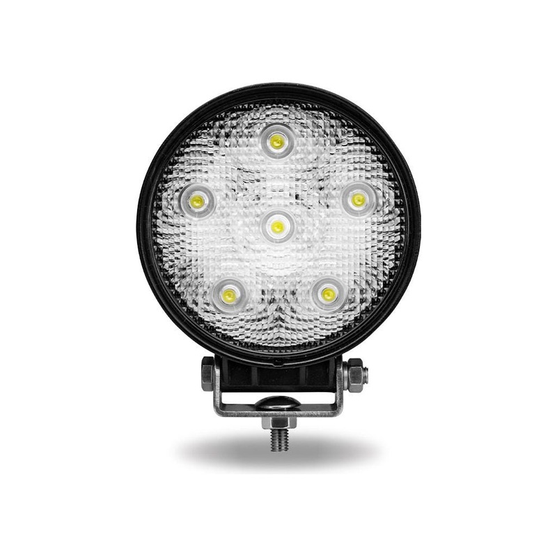 Universal White Round Spot Work Light – Clear Lens – Black Housing (6 Diodes) – 600 Lumens