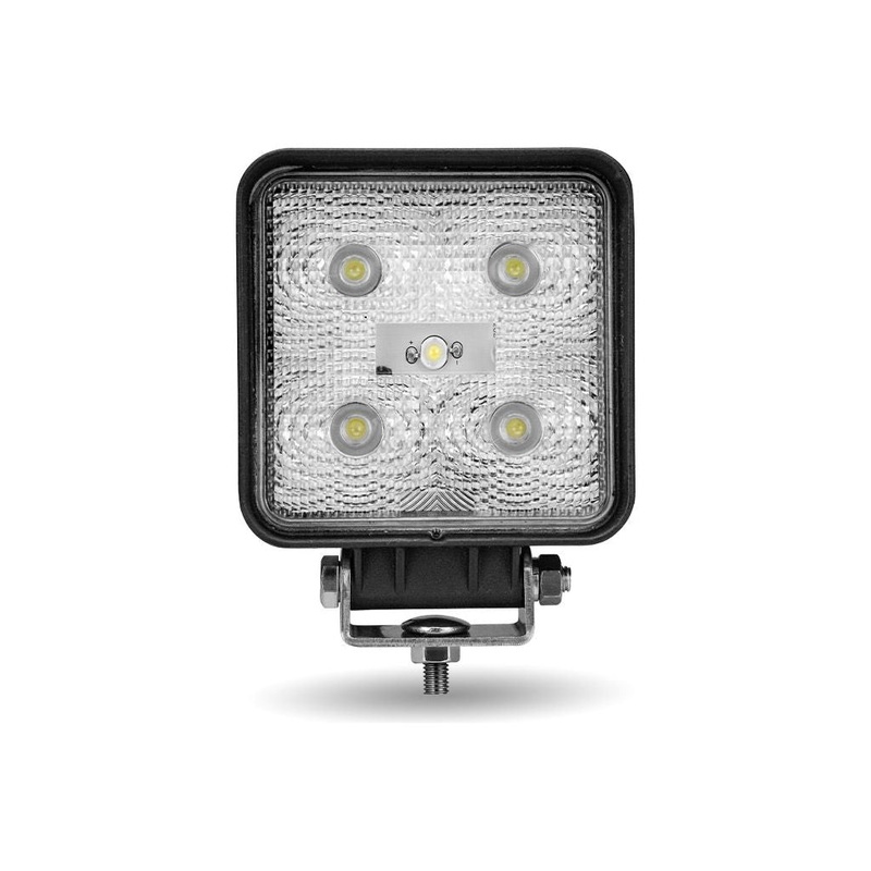 Universal White Square Spot Work Light – Clear Lens – Black Housing (5 Diodes) – 500 Lumens