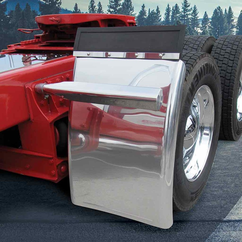 TFEN-Q13 34 Long Straight Drop Quarter Fender Kit with Triangle Mounts  16 Gauge | Mirror Shine Stainless Steel