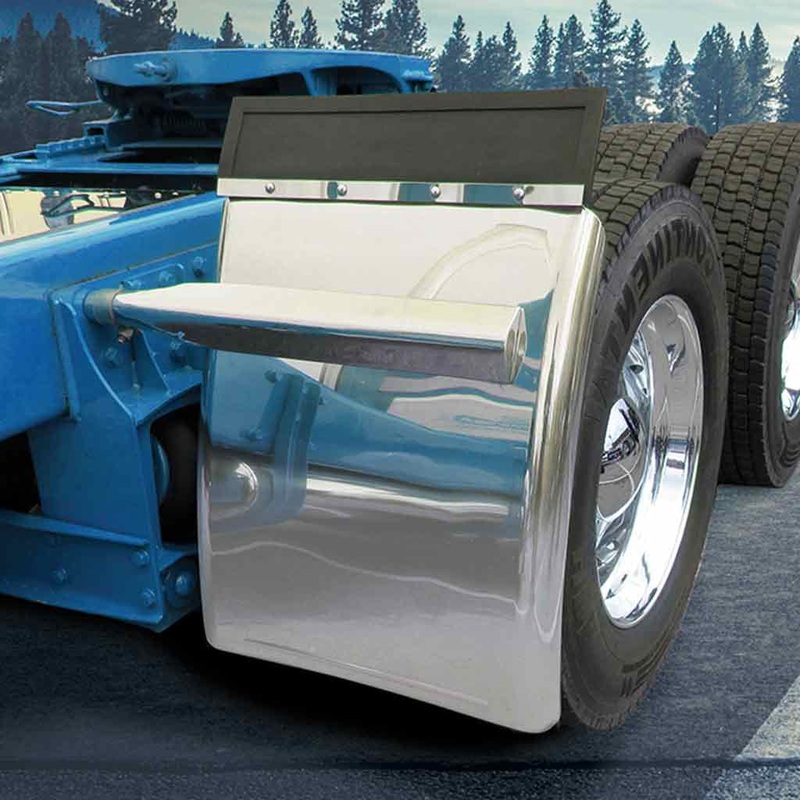 TFEN-Q14 31 Long Straight Drop Quarter Fender Kit with Triangle Mounts  16 Gauge | Mirror Shine Stainless Steel