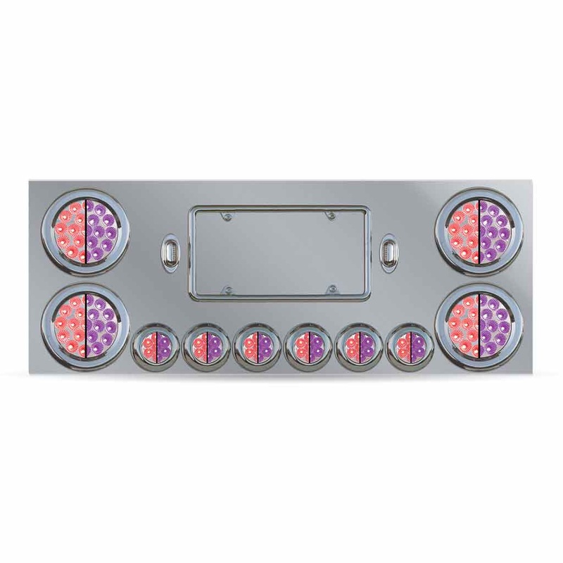 TU-9001L5 Dual LED Rear Center Panel  4 & 2 Dual LEDs (Clear Lens) | Stainless Steel