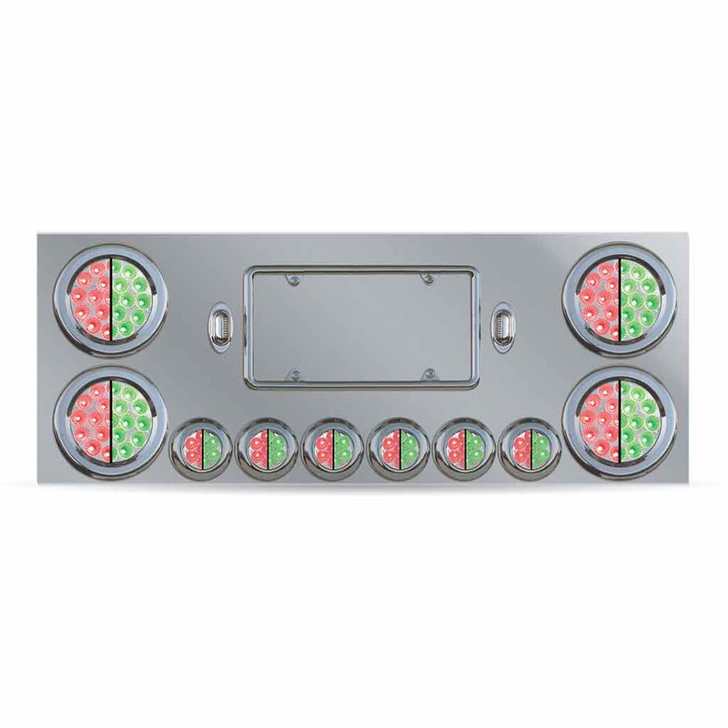 TU-9001L6 Dual LED Rear Center Panel  4 & 2 Dual LEDs (Clear Lens) | Stainless Steel