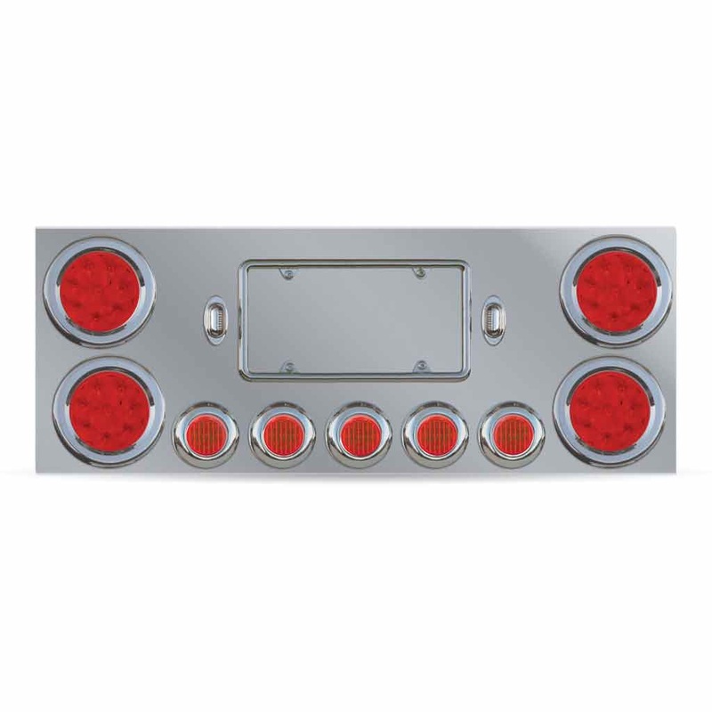 TU-9002L LED Rear Center Panel  4 & 2.5 LEDs (Red Lens) | Stainless Steel