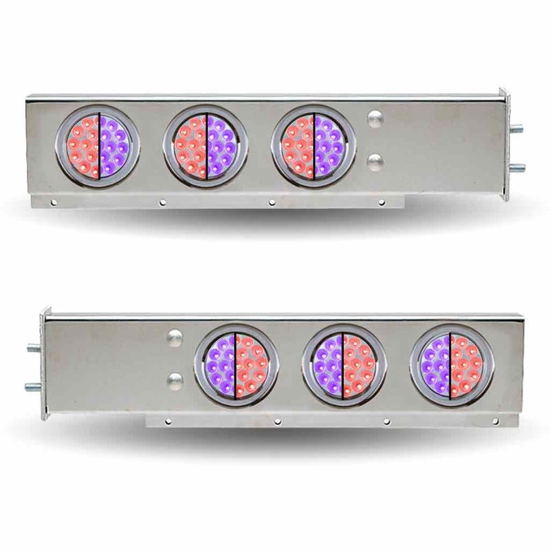 TU-9210L6 30 Dual LED Mud Flap Hangers  2 1/2 Bolt Spacing | 4 Dual LEDs (Clear Lens) | Stainless Steel
