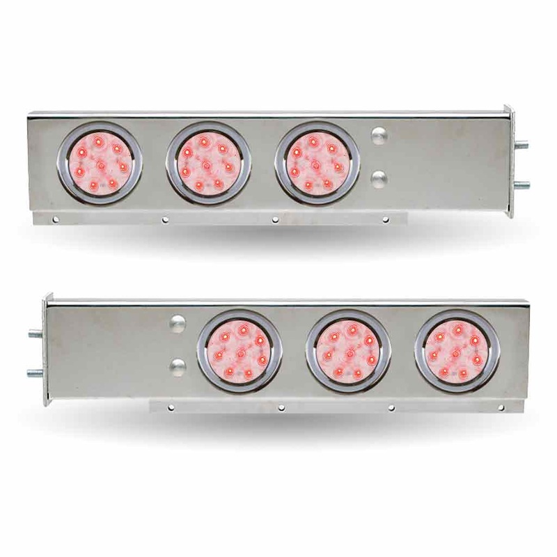 TU-9210LC 30 LED Mud Flap Hangers  2 1/2 Bolt Spacing | 4 LEDs (Clear Lens) | Stainless Steel
