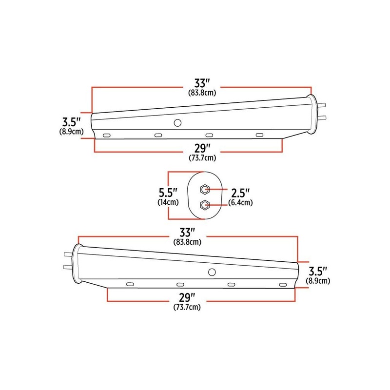 TU-9259 33 Mud Flap Hangers  2 1/2 Bolt Spacing | Chrome Steel