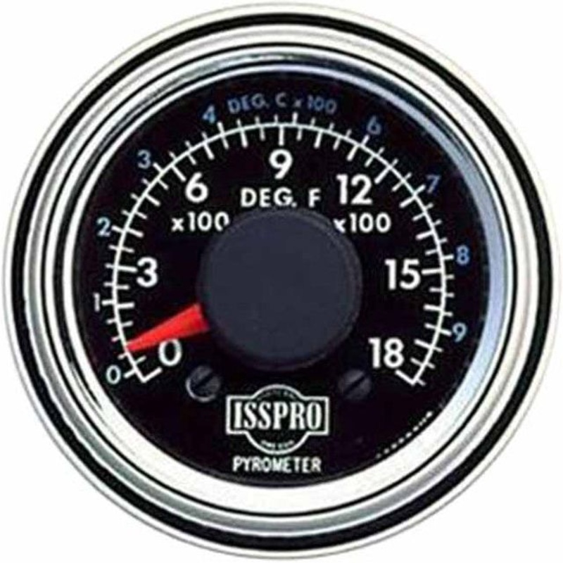 #09-150100195 Isspro 2-1/16 Inch Pyrometer Kit 0-1800F W/ Chrome Bezel, Black Face, Red Pointer, 10 Ft. Wiring