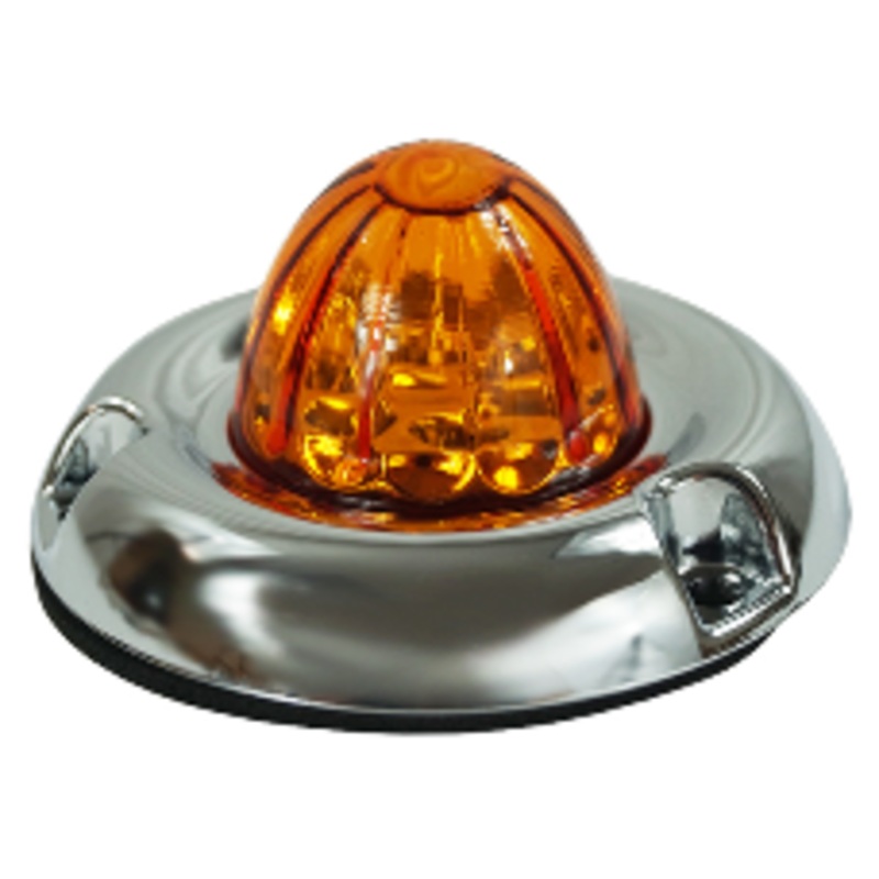 Legendary 1-1/2 Inch Watermelon Light W/ Curved Bezel- Amber LED / Amber Glass Lens 11002AA-4