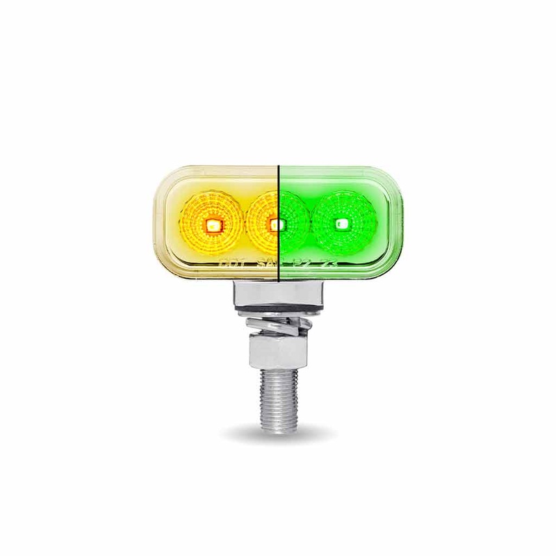 Share: Amber/Red Clearance Marker to Green Auxiliary 1.5 x 3 Mini Double Face Rectangular Light with Reflector LEDs  20 Diodes