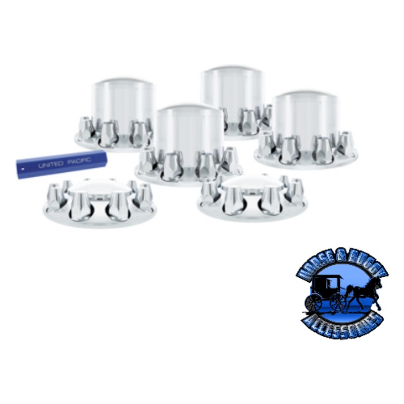 UP-10305 Dome Axle Cover Combo Kit With 33MM Standard Thread-On Nut Covers & Nut Cover Tool – Chrome