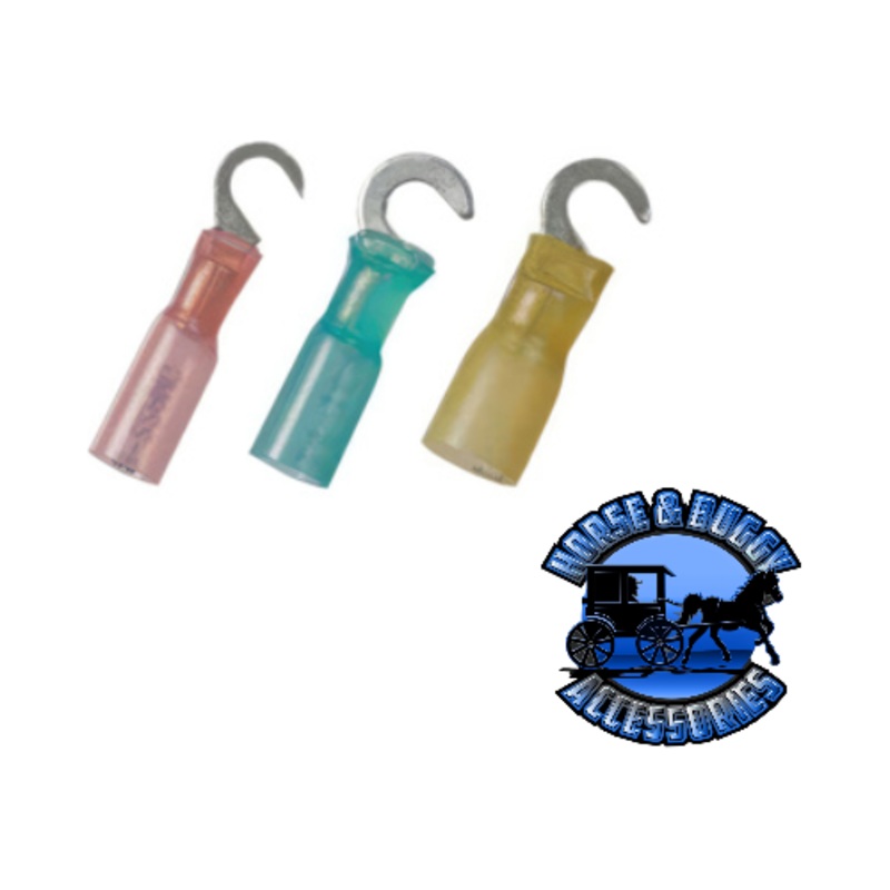 UP-98171 16-14 AWG #10 Stud CS Heat Shrink Hook Terminal – Blue, 5 Pcs.