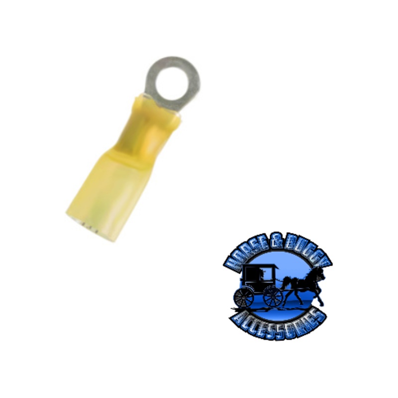 UP-98192 12-10 AWG 1/2 Stud CS Heat Shrink Ring Terminal – Yellow, 4 Pcs.