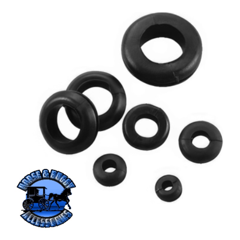 UP-98251 1/4,5/16,3/8,7/16,1/2,5/8,21/32,7/8 Mounting Holes Black Vinyl Grommets, 15 Pcs.