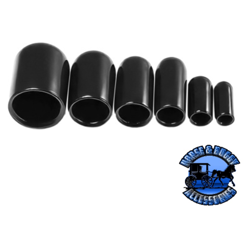 UP-98252 1/8 thru 1/2 Assorted Black Vinyl Vaccum Caps, 30 Pcs.