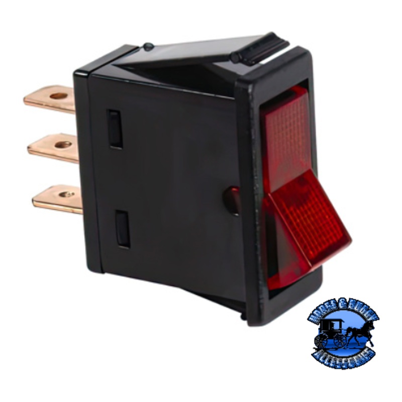 UP-98293 Red Illum Rocker 20 Amp 12V S.P.S.T. On/Off 1 Pc.