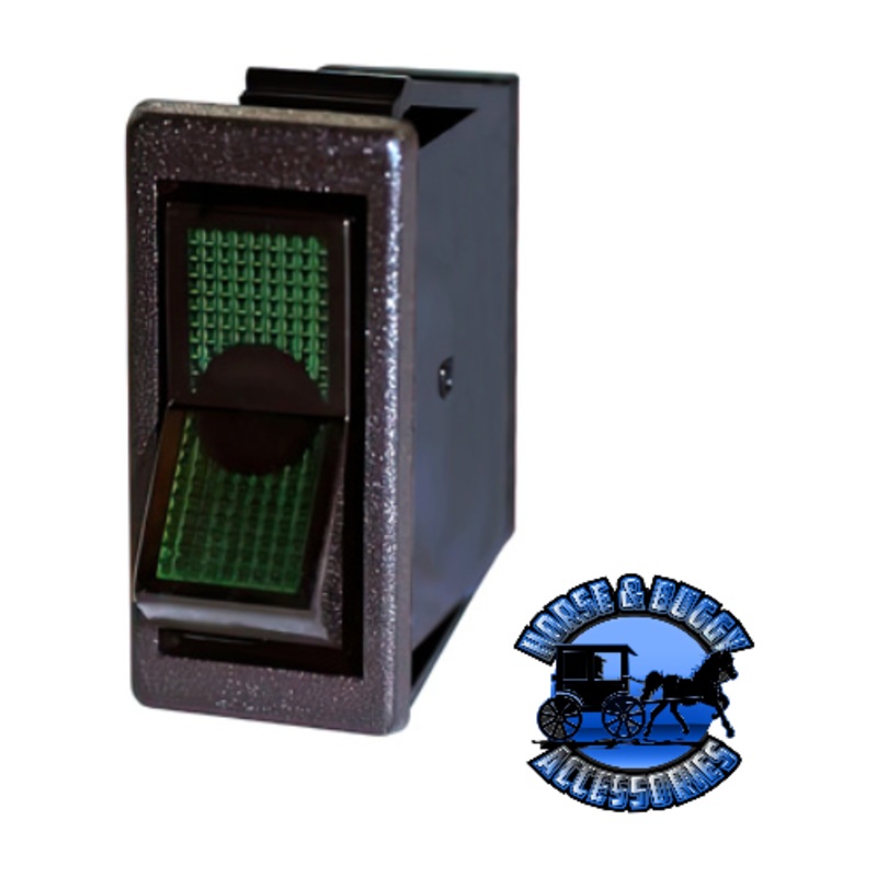 UP-98295 Green Illum Rocker 20 Amp 12V S.P.S.T. On/Off 1 Pc.