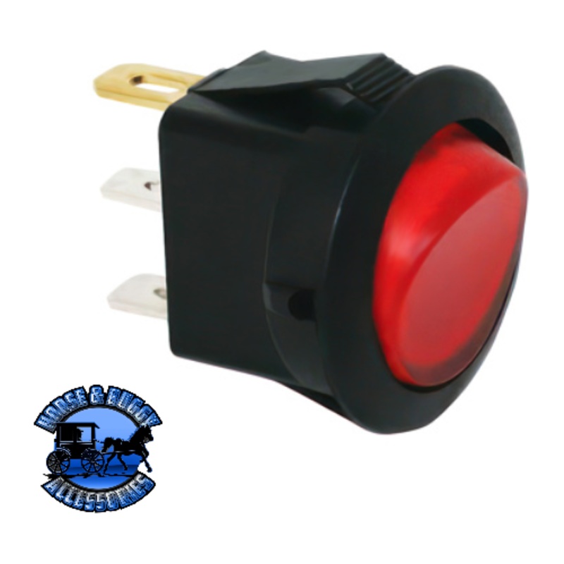 UP-98299 Red Illum Round Rocker 10 Amp 12V On/Off 1/2 Dia. 1 Pc.