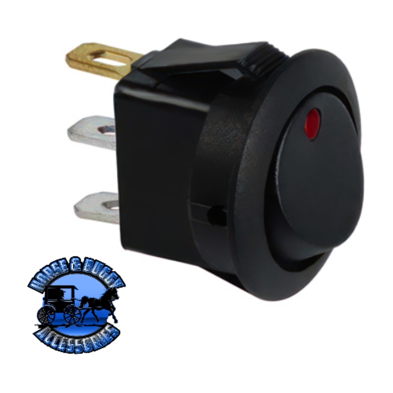 UP-98305 Amber LED Round Rocker 10 Amp 12V On/Off 1/2 Dia. 1 Pc.