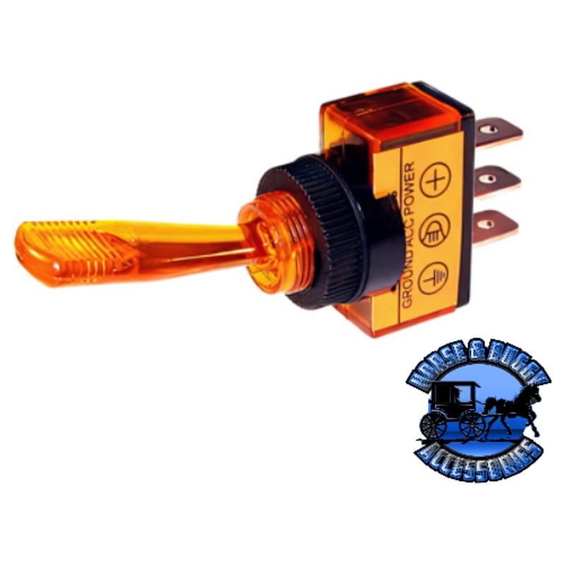 UP-98352 Amber Illum Toggle 20 Amp 12V S.P.S.T. On/Off 1 Pc.