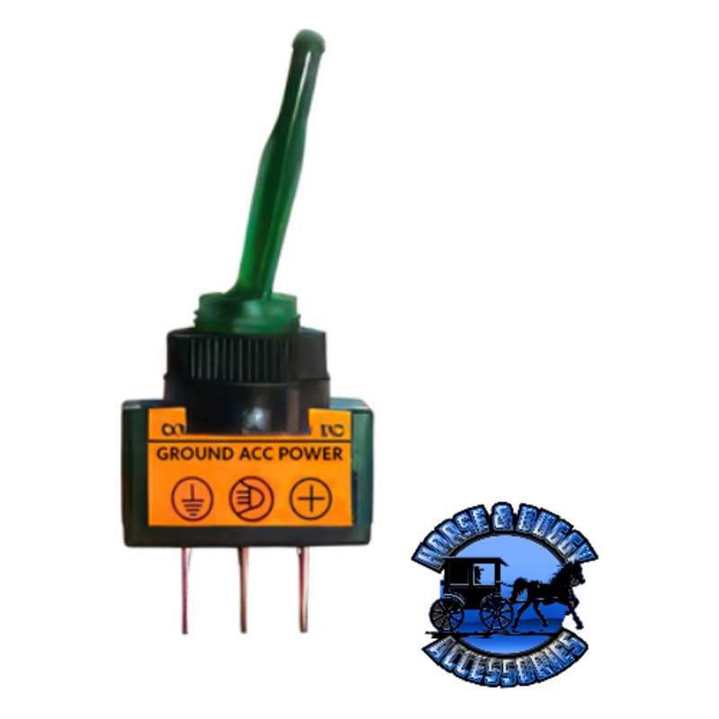 UP-98353 Green Illum Toggle 20 Amp 12V S.P.S.T. On/Off 1 Pc.