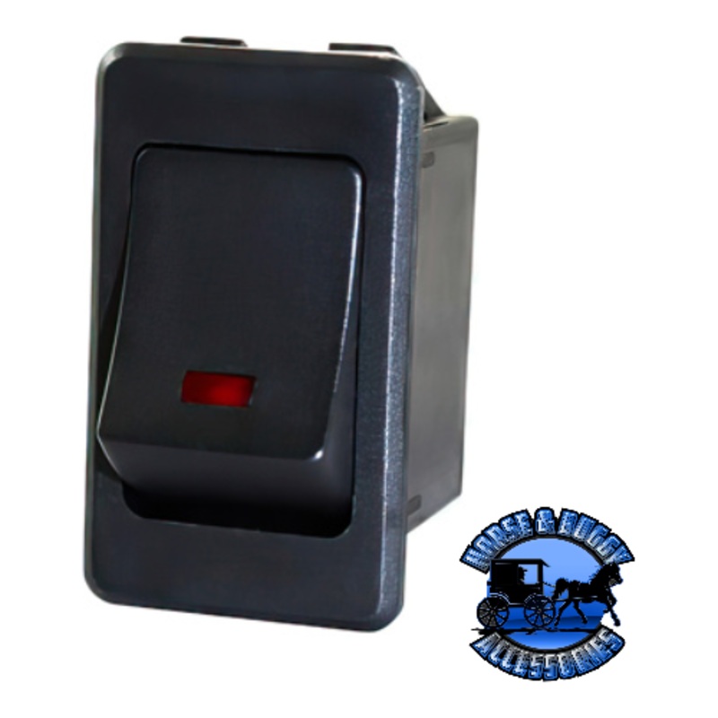 UP-98362 Black Rocker w/Red LED 16 Amp 12V S.P.S.T. On/Off 1 Pc.