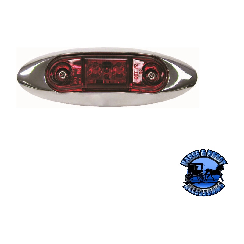 168XR-MV 3.95×1.35 Red LED Marker/ Clearance, Oblong, w/ Chrome Bezel