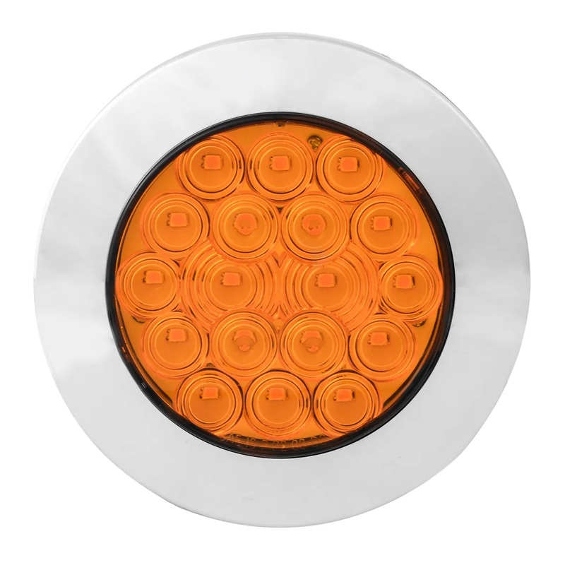 4 FLEET AMBER/AMBER 18 LED FLANGE MOUNT W/ CR. BEZEL 3PIN